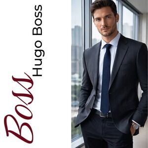 Hugo Boss Huge3 Genius2 Slim Fit Virgin Wool Blazer Jacket Charcoal 36S Mens